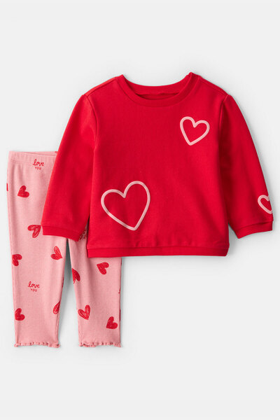 Carter's قميص وسروال أحمر للبنات الصغيرات