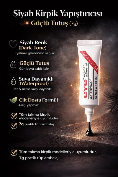 TAKIŞTIR Siyah Renk Profesyonel Kirpik Yapıştırıcısı 7gr