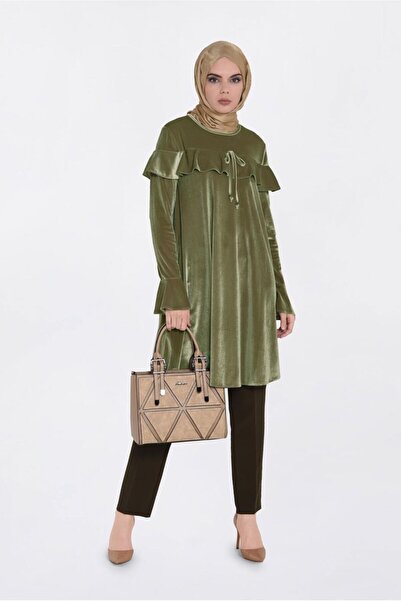 Alvina Volan Detailed Velvet Tunic 4789-1