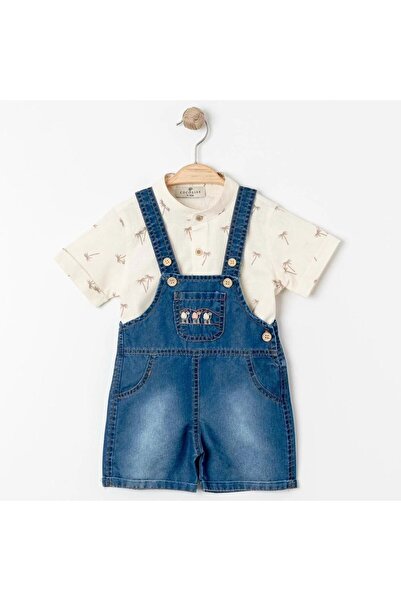 LOVE MAXX Haki̇m Collar Shirt Denim Salopet Suit Blue