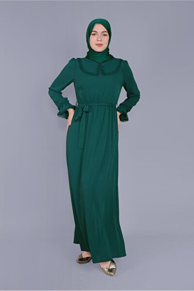 Alvina Beaded Embroidered Cuffs Elastic Dress 40800