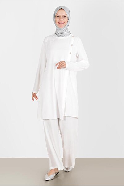 Alvina بنطلون مزدوج بتفاصيل حجرية ورباط. طاقم 42882