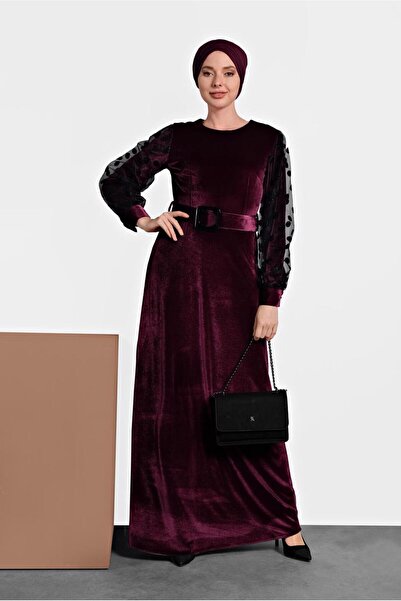 Alvina Haljina sa rukavima od somota i pojasom od tila 40378