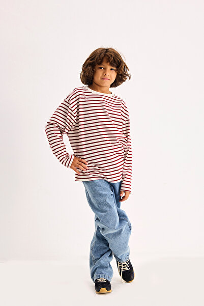 Marvy Burgundy Striped Long Sleeve Tshirt