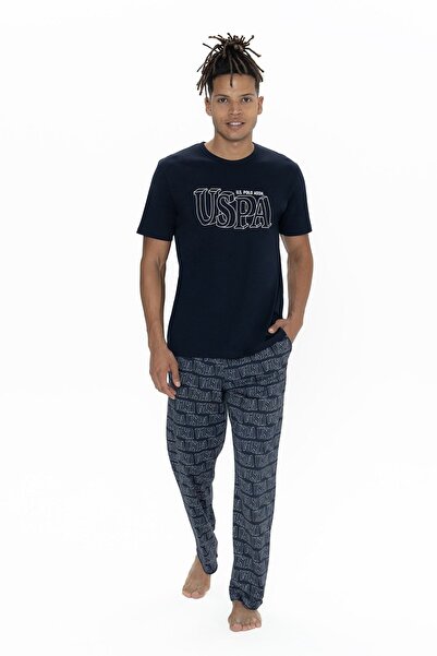 U.S. Polo Assn. يو إس بولو أسن. 18903 طقم بيجامة رجالي بأكمام قصيرة وياقة دائ...