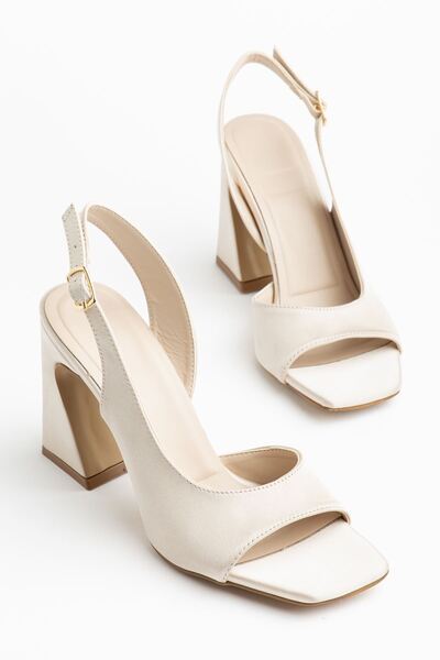 Hayalimdeki Ayakkabı Pantofi cu toc Benito pentru femei, din satin bej, cu de...