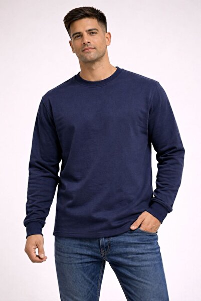 AVRUPA İSG Bisiklet Yaka Siyah Unisex Sweatshirt Uzun Kollu - Kol Ağzı Ribana...