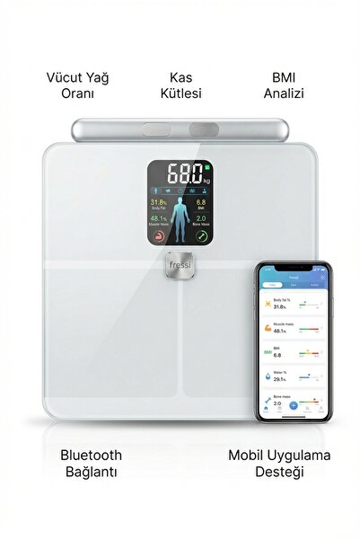 Fressi Dijital Baskül ShapePro 8 Elektrotlu Gümüş Akıllı Tartı