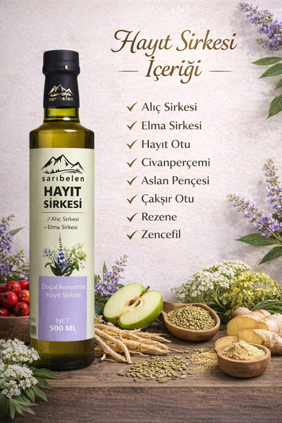 sarıbelen Hayıt Sirkesi 500 ml "Hayıt Otu - Aslan Pençesi - Civan Perçemi"