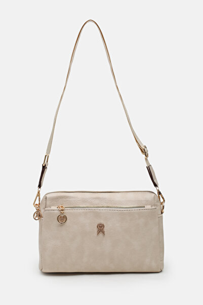 Les Crioch Geantă de umăr încrucișată cu 3 compartimente, culoare crem, cu co...