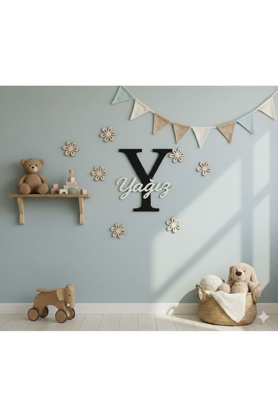 CSD TASARIM İsme Özel Çocuk Ve Bebek Odası Harf Üzeri İsimli Kapı Ve Duvar Ka...