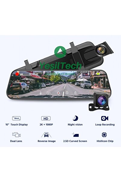 EXVOL 10 Inc 2,5d Class Dokunmatik Araç Içi Kamera Hd 1080p Yol Kayıt Park Ka...
