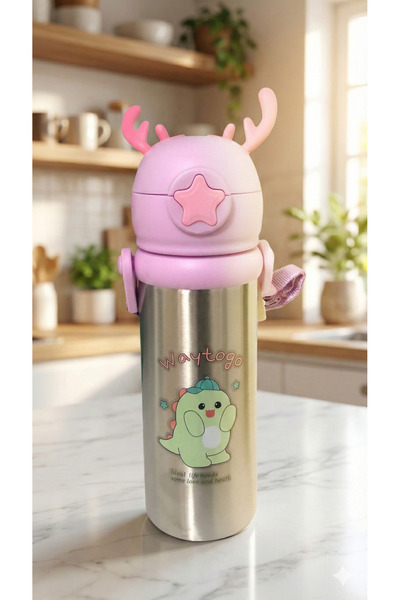 Elista Çocuk Matara Suluk Geyik Figürlü Paslanmaz Çelik 500ml