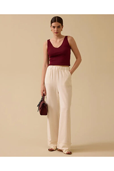 SCL Pantaloni minimalisti supradimensionat pentru femei - Midi cu picioare largi