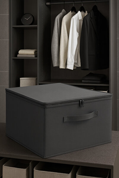 homyjr's 35×42×23 Antrasit Destekli Fermuarlı Hurç – Baza Altı & Dolap İçi Or...