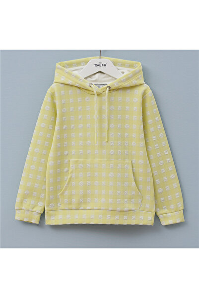WANEX Kız Çocuk Uzun Kol İnce Kapüşonlu Sweatshirt - 31853 - Sarı