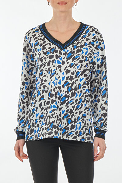 Ysatis V Yaka Uzun Kollu Saks Kadın Bluz 22235000111