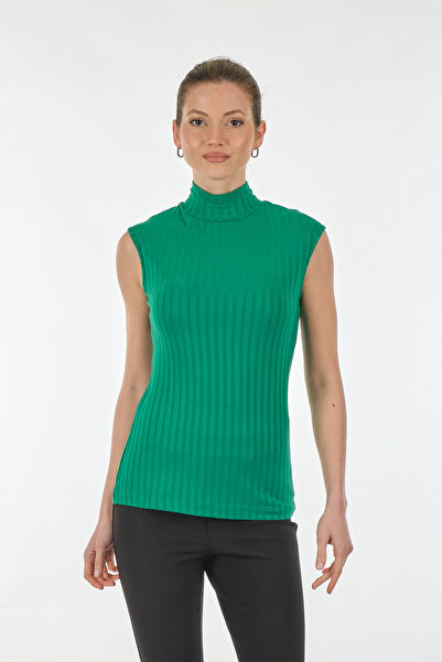 ON TRİKO Αμάνικη πράσινη γυναικεία μπλούζα Half Fisherman 22271368