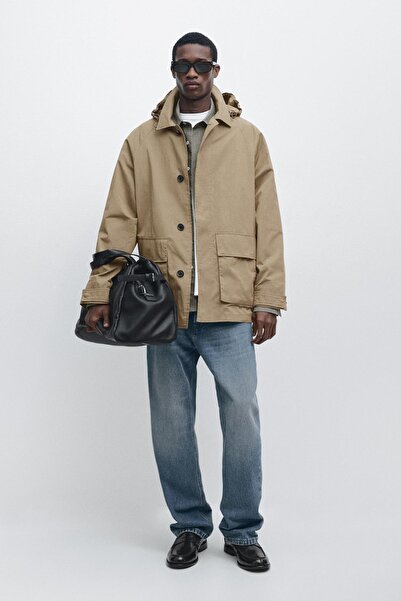 Massimo Dutti Cepli pamuk karışımlı parka