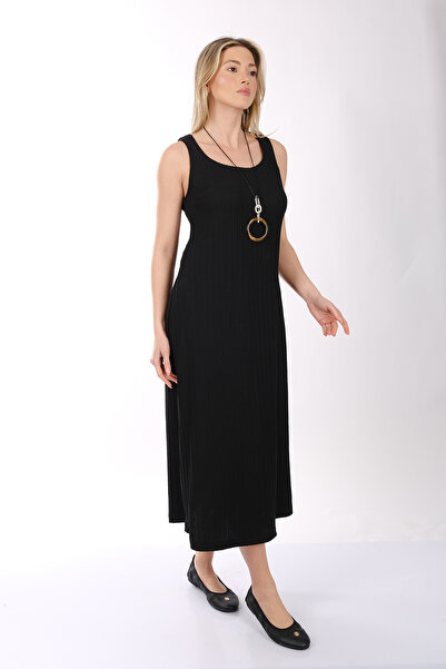 Ysatis Minimalist Kolsuz Midi Elbise - Rahat & Şık