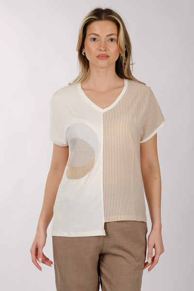 DAIDO Minimalistički V-izrez za žene T-shirt - Ležerni kratki rukavi