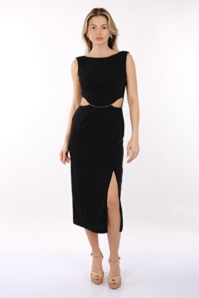 DORİ DORCA Γυναικείο κοντό βραδινό φόρεμα με φαρδύ λουράκι και λεπτομέρεια απ...