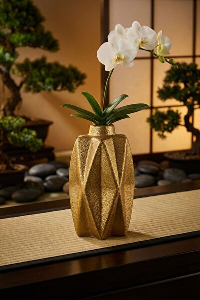 YAYBOX Dekoratif Vazo El Yapımı Altın Renk Model 21