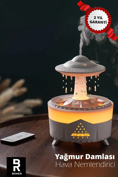 BOMER UFO Yağmur Damlası Aroma Difüzörü Hava Nemlendirici Buhar Makinesi Renk...