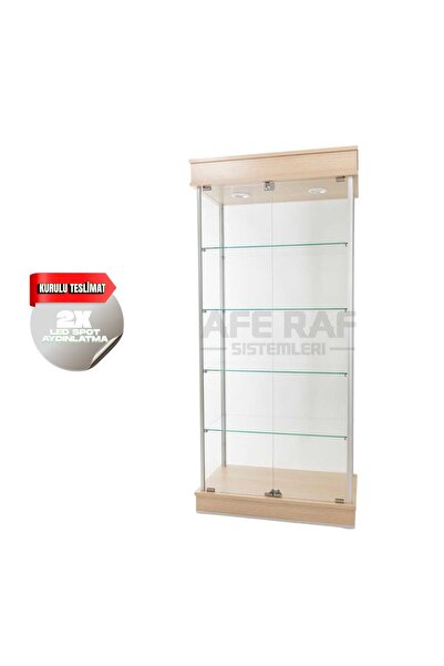 AZUCABİN 40*80*175 Cm Camlı Dolap Camlı Vitrin Dolabı, Koleksiyon, Gümüşlük