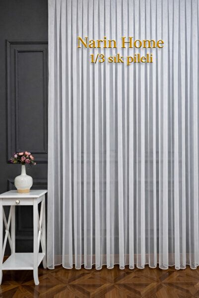 NP Narin Home Grek Tül (1/3) Sık Pile Her Odaya Uygun Etek Kurşunlu Tül Perde ,
