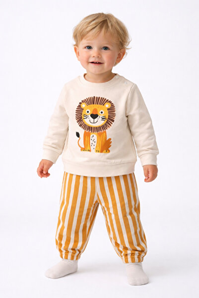 dinamik çocuk طقم أولاد رضيع بنقشة الأسد من الأعلى والأسفل مكون من قطعتين موس...
