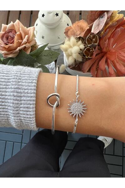 Jack Ferrero Kadın Gümüş Renk 2 Li Kombin Bileklik Seti