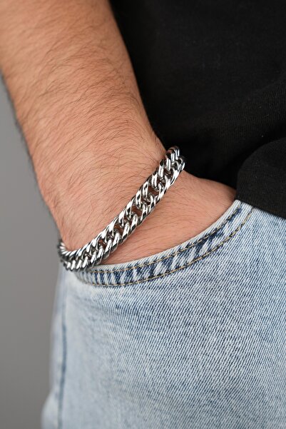 Jack Ferrero سوار جلدي للرجال بقفل فولاذي لا يترك لونًا