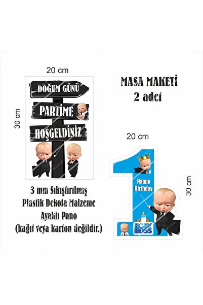 SİYAH PARTİ EVİ Patron Bebek 1 Yaş Doğum Günü Maketi / Pasta Süsü Seti