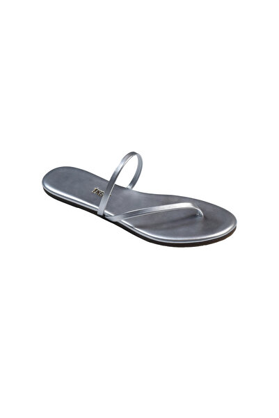 Tkees Women's Silver Single Strap Stylish Daily Flip Flops