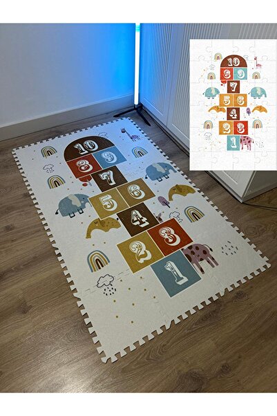 GNL HOME Çocuk Sek Sek Desenli Dijital Baskı,Kaymaz Taban,Salon,Çocuk,Duvar P...