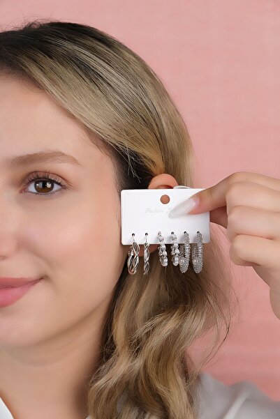 Jack Ferrero Kadın Çelik Renk Atmaz 6 Lı Küpe Modeli ( En Benzer Gönderilecek...