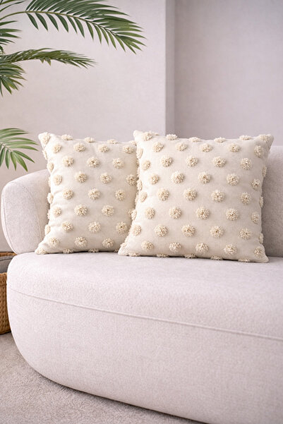 SWITA Husă de pernă decorativă dublă din țesătură de in cu buline 43x43