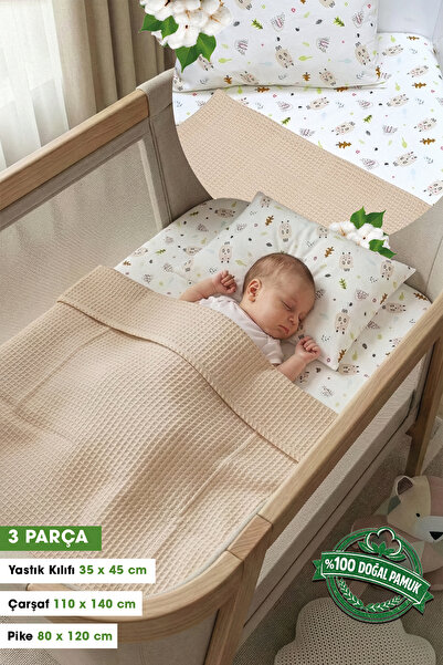 Yada Baby %100 Pamuk Poplin Waffle Bebek Pike Takımı (80 X 120 CM) (OEKO-TEX ...