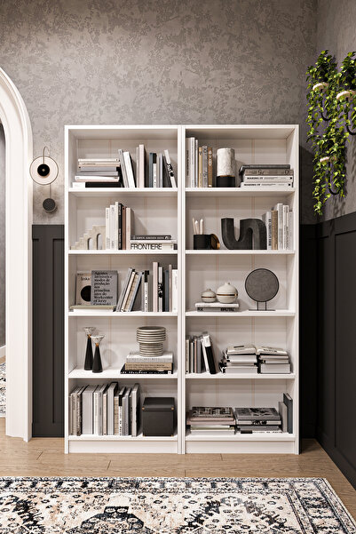 asratrend 5 Raflı (5 BÖLMELİ) 2 Modüllü Kitaplık Çalışma Odası Ofis Modern De...