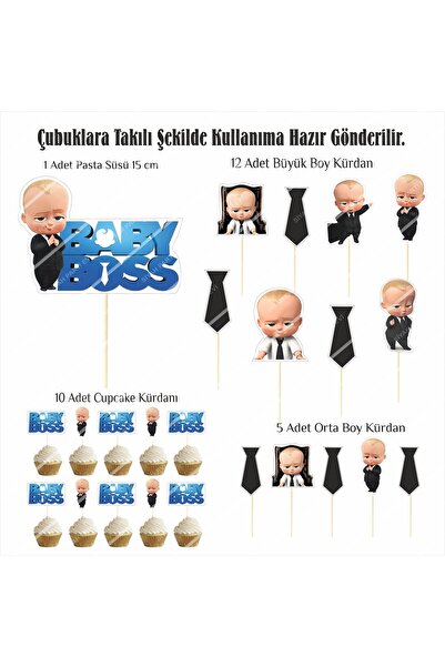 SİYAH PARTİ EVİ Patron Bebek 1 Yaş Doğum Günü Maketi / Pasta Süsü Seti
