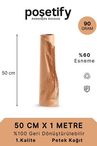 POŞETİFY Petek Dolgu Ambalaj Kağıdı 50cm x 1m | Esnek Paketleme Çiçek Ambalaj...