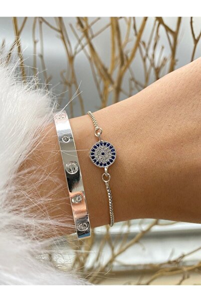 Jenny Daphne Women's Silver Color 2-Piece Combination Bracelet Set