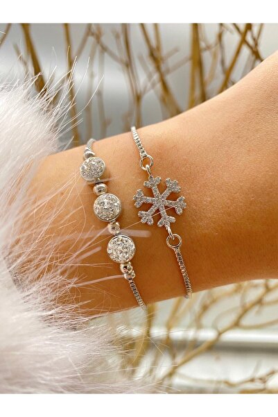 Jenny Daphne Women's Silver Color Combination Bracelet Set of 2