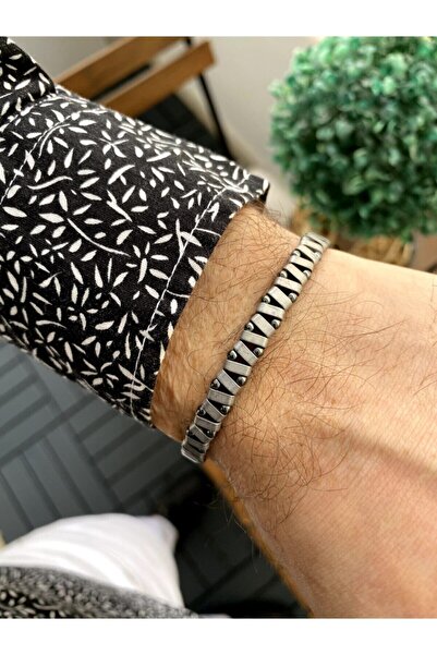 Jenny Daphne Zikzak Model Hematit Doğaltaş Erkek Bileklik makrome Ayarlamalı ...