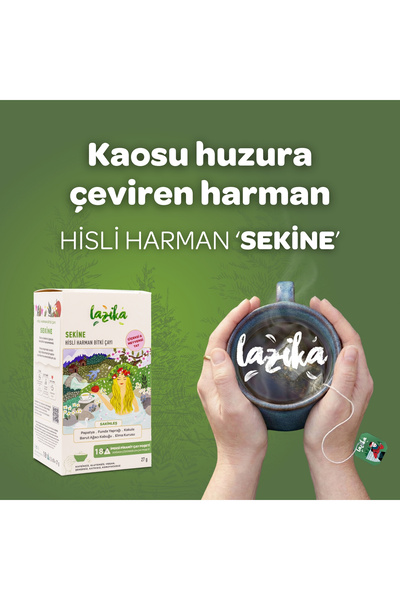 LAZİKA Hisli Harman Sekine Bitki Çayı 18'li PLA Piramit Poşet - Papatya, Kakule, Zencefil, Tarçın