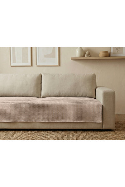 destinyhometex Husa de canapea/pătură TV fără franjuri cu model vafe 100x200cm