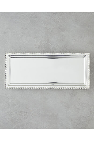 English Home صينية تقديم معدنية من تريز مقاس 40x17 سم فضية