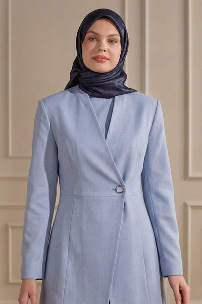 SilkTouch Navy Blue Solid Color Amber Scarf