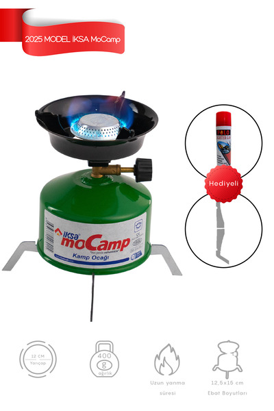 İksa Mocamp Kamp Ocağı 2025 Model, 1 Tüp Gaz Hediyeli - Yeşil